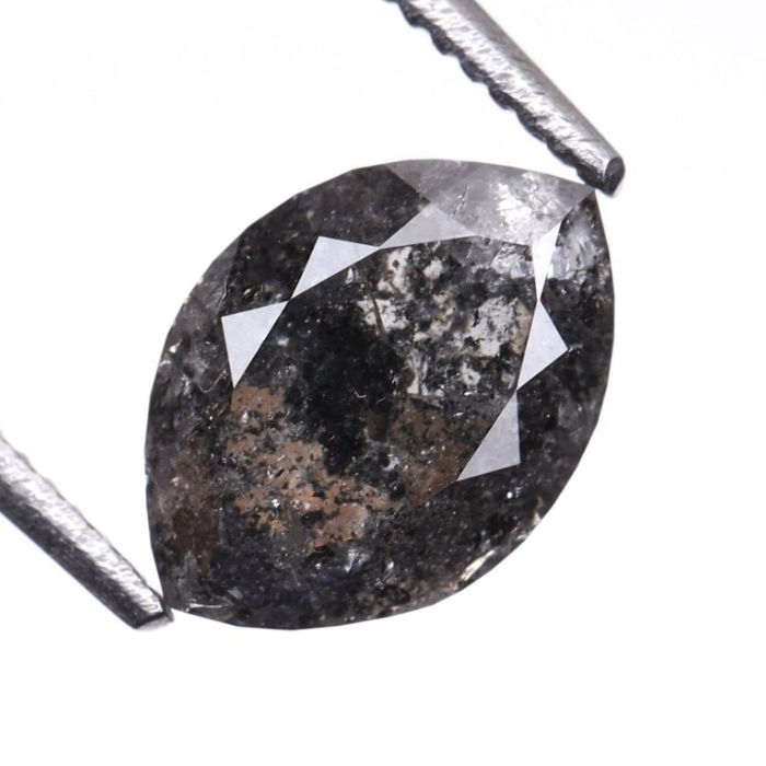 0.95 CT Marquise Cut Natural Loose Salt And Pepper Diamond - Minimal Carbon