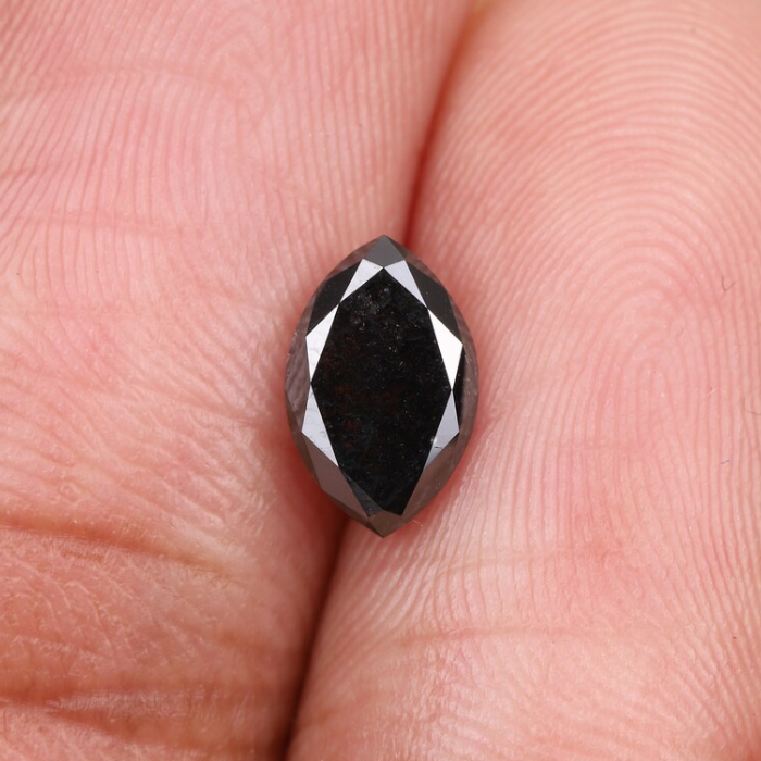 salt and pepper black marquise cut diamond