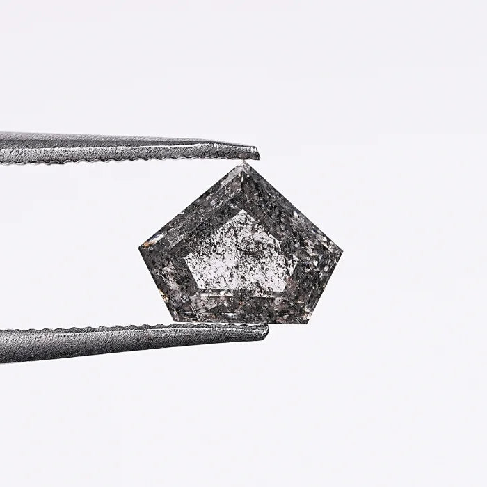 0.99 CT, Pentagon Cut Salt Pepper Diamond, Geometric Natural Loose Diamond