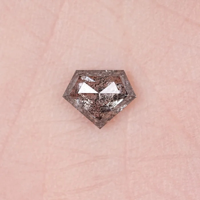 0.99 CT, Pentagon Cut Salt Pepper Diamond, Geometric Natural Loose Diamond