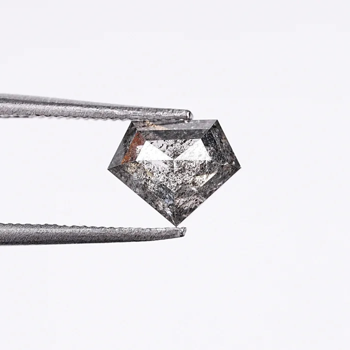 0.99 CT, Pentagon Cut Salt Pepper Diamond, Geometric Natural Loose Diamond