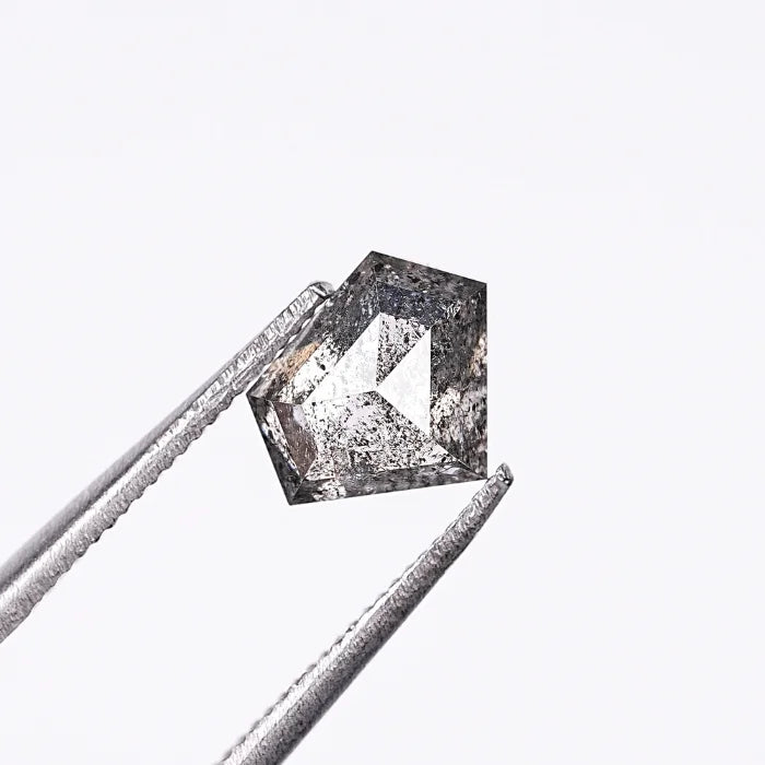 0.99 CT, Pentagon Cut Salt Pepper Diamond, Geometric Natural Loose Diamond