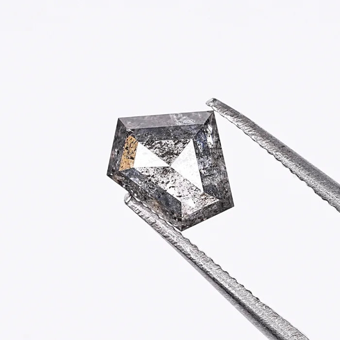 0.99 CT, Pentagon Cut Salt Pepper Diamond, Geometric Natural Loose Diamond