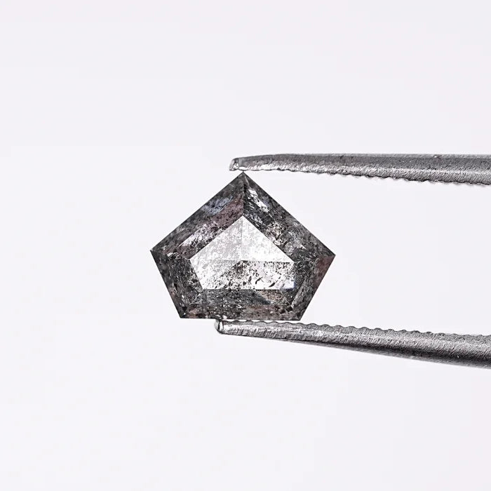 0.99 CT, Pentagon Cut Salt Pepper Diamond, Geometric Natural Loose Diamond