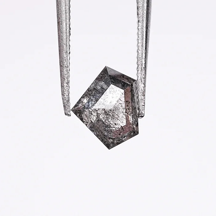 0.99 CT, Pentagon Cut Salt Pepper Diamond, Geometric Natural Loose Diamond