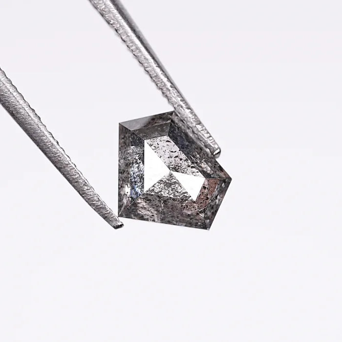 0.99 CT, Pentagon Cut Salt Pepper Diamond, Geometric Natural Loose Diamond