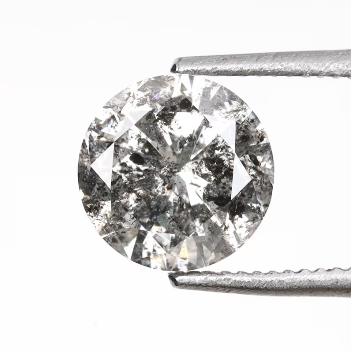 salt and pepper round brilliant cut diamond