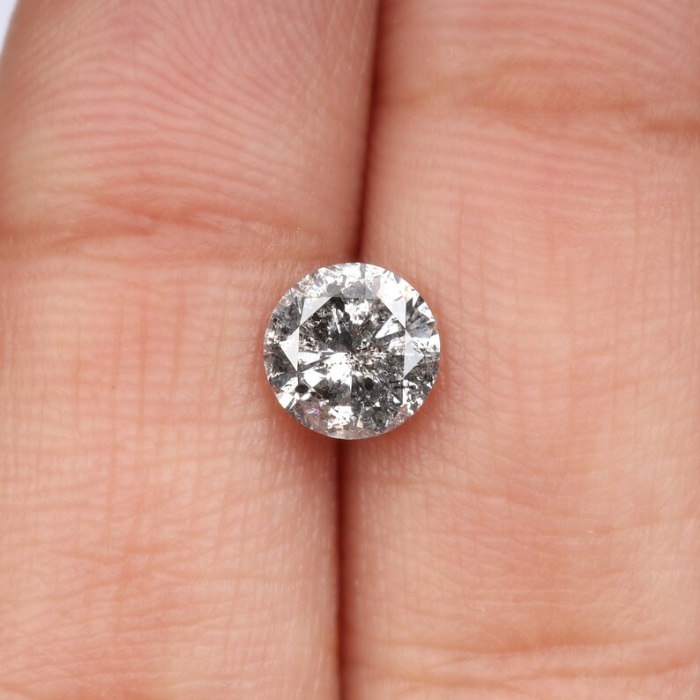 salt and pepper round brilliant cut diamond