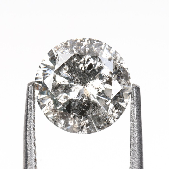 salt and pepper round brilliant cut diamond