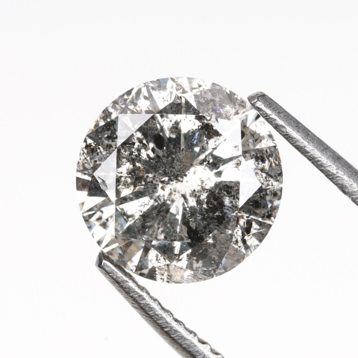salt and pepper round brilliant cut diamond
