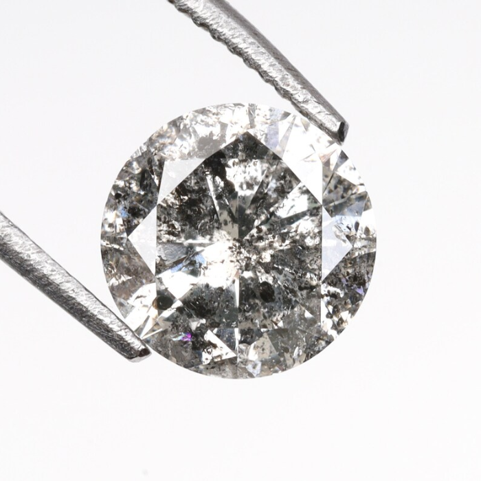 salt and pepper round brilliant cut diamond