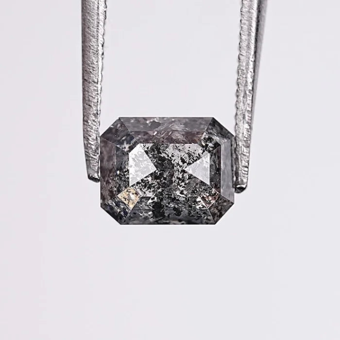 1.00 Carat Emerald Shape Black Salt & Pepper Loose Diamond