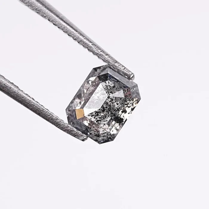 1.00 Carat Emerald Shape Black Salt & Pepper Loose Diamond
