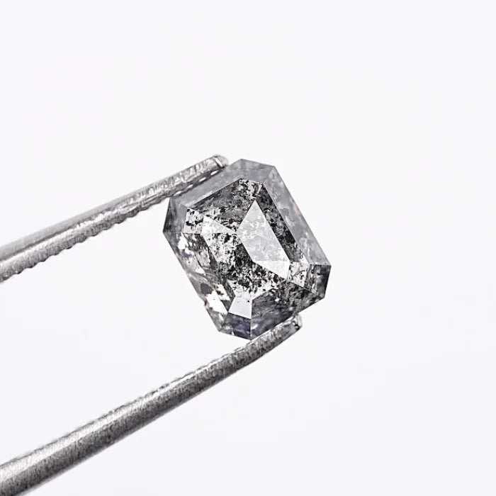 1.00 Carat Emerald Shape Black Salt & Pepper Loose Diamond