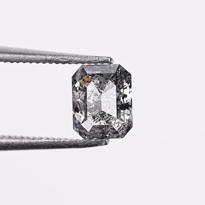 1.00 Carat Emerald Shape Black Salt & Pepper Loose Diamond