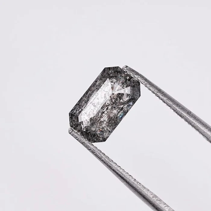 1.01 CT Elongated Emerald Cut Salt & Pepper Diamond Loose