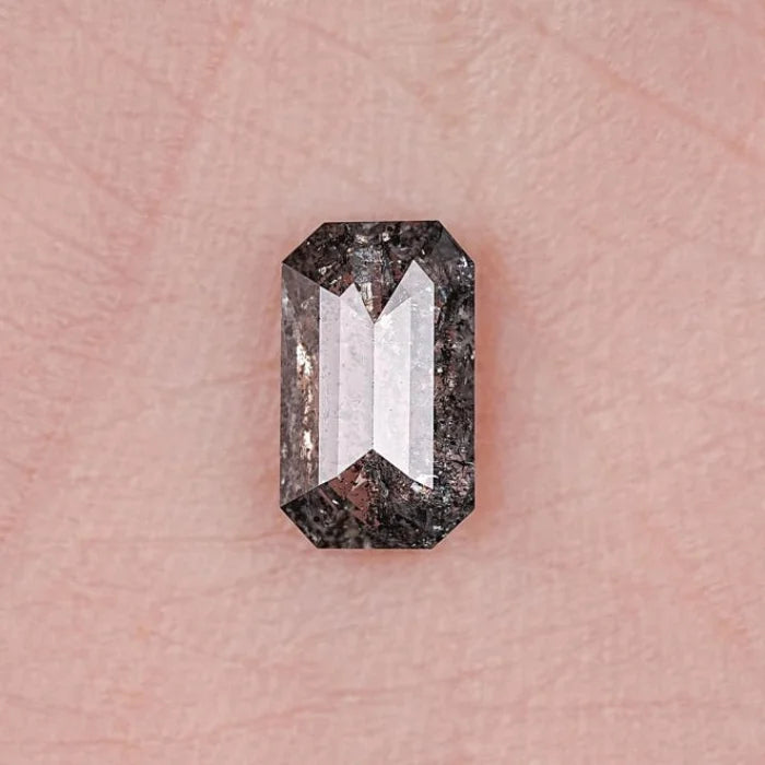 1.01 CT Elongated Emerald Cut Salt & Pepper Diamond Loose