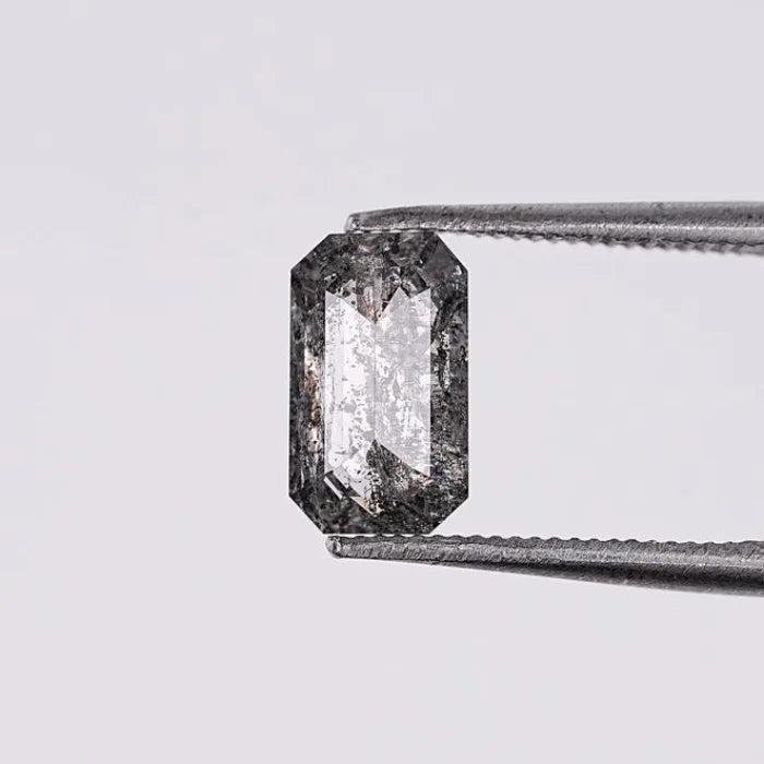 1.01 CT Elongated Emerald Cut Salt & Pepper Diamond Loose