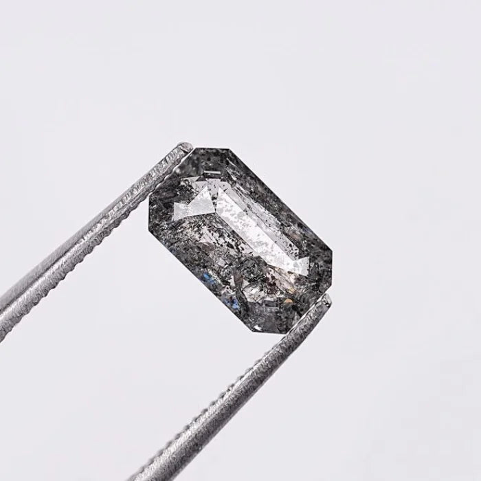 1.01 CT Elongated Emerald Cut Salt & Pepper Diamond Loose