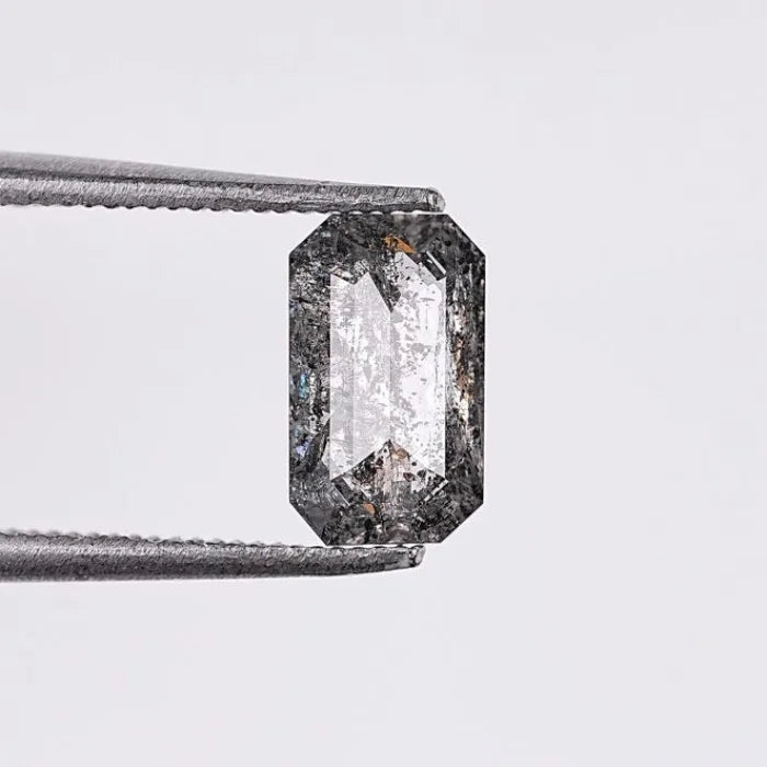 1.01 CT Elongated Emerald Cut Salt & Pepper Diamond Loose