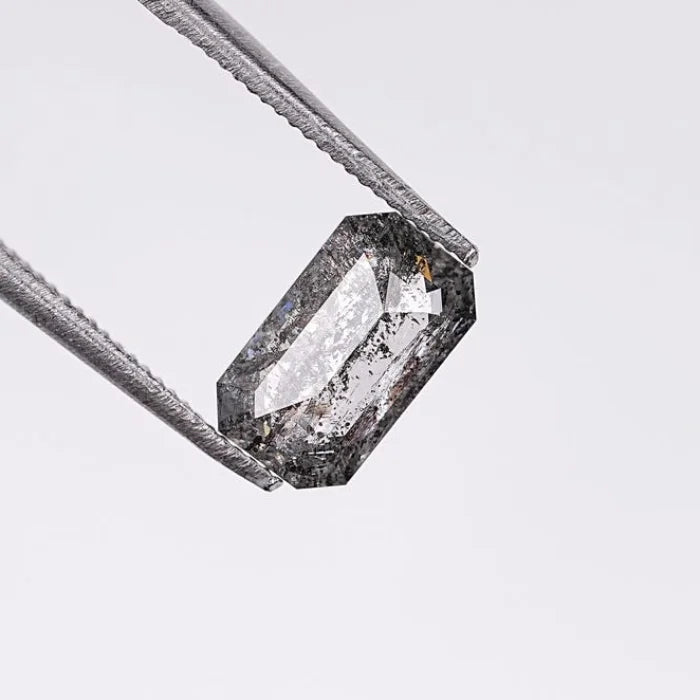1.01 CT Elongated Emerald Cut Salt & Pepper Diamond Loose