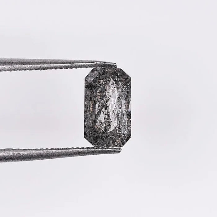 1.01 CT Elongated Emerald Cut Salt & Pepper Diamond Loose