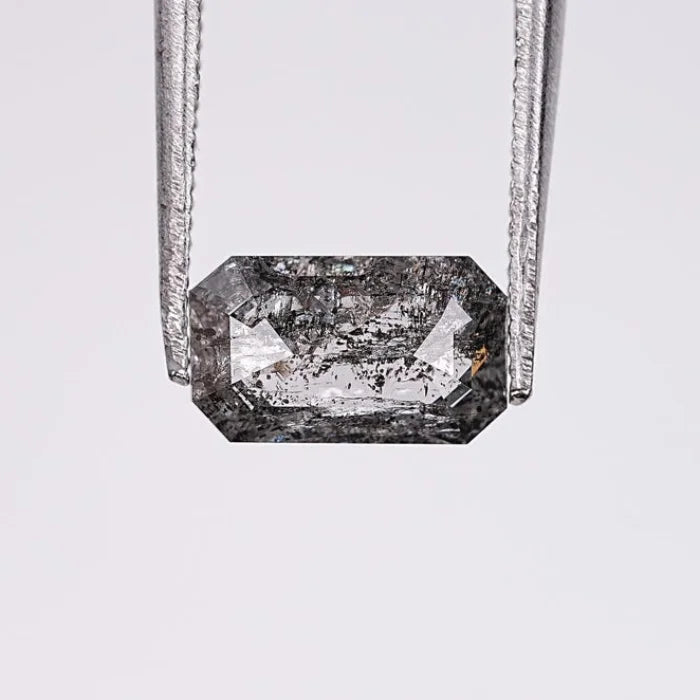 1.01 CT Elongated Emerald Cut Salt & Pepper Diamond Loose