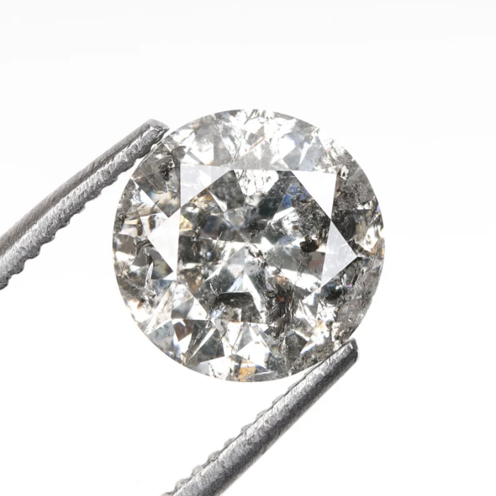 1.02 CT, 6.3 MM | Salt And Pepper Diamond | Round Brilliant Cut Diamond - Minimal Carbon