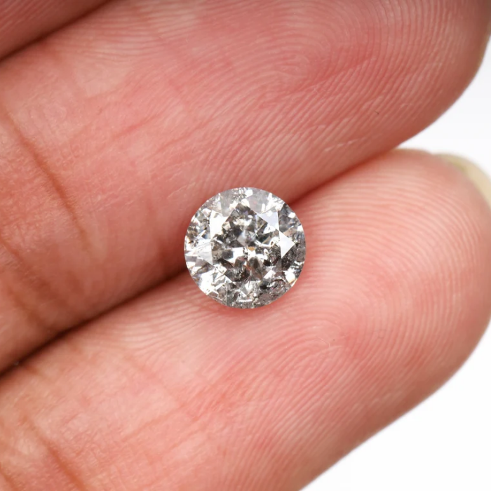 1.02 CT, 6.3 MM | Salt And Pepper Diamond | Round Brilliant Cut Diamond - Minimal Carbon
