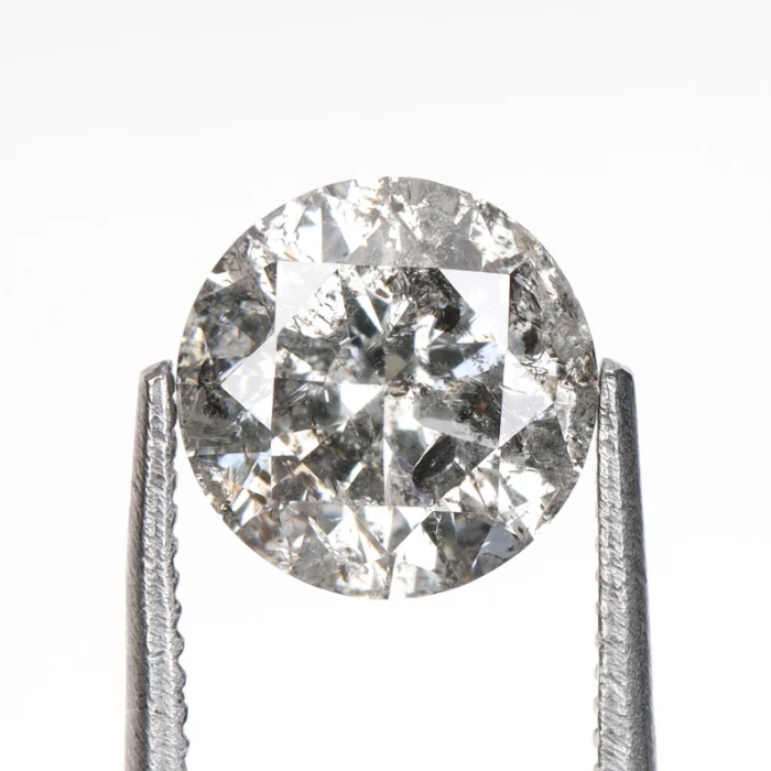 1.02 CT, 6.3 MM | Salt And Pepper Diamond | Round Brilliant Cut Diamond - Minimal Carbon