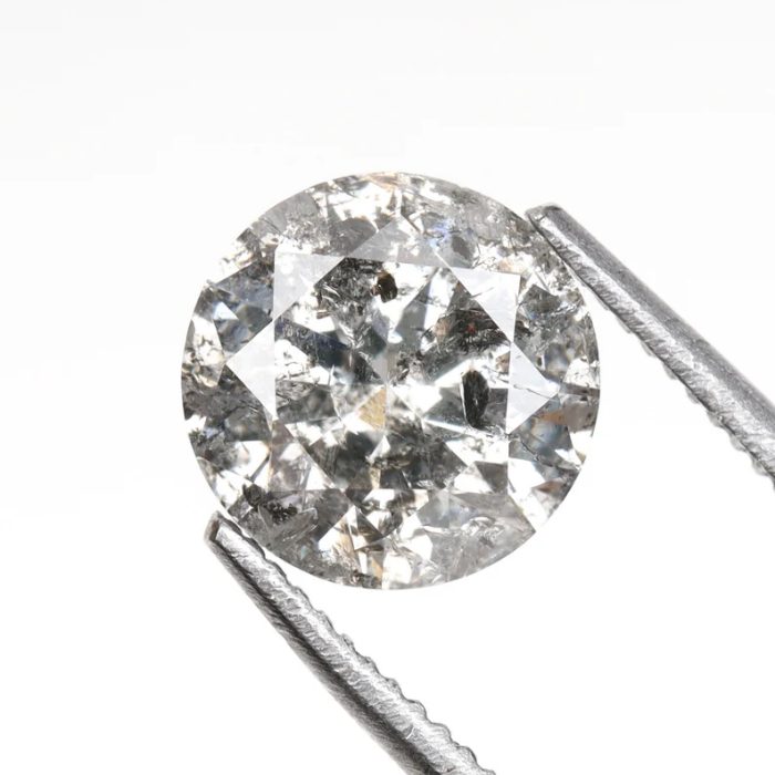 1.02 CT, 6.3 MM | Salt And Pepper Diamond | Round Brilliant Cut Diamond - Minimal Carbon