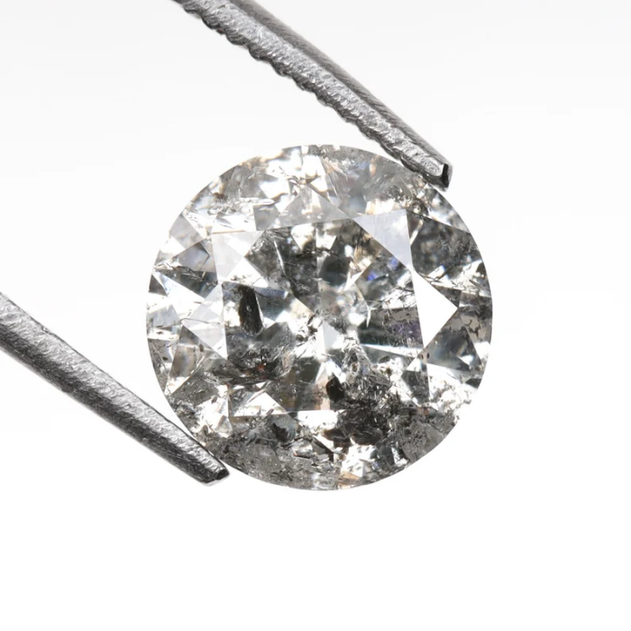 1.02 CT, 6.3 MM | Salt And Pepper Diamond | Round Brilliant Cut Diamond - Minimal Carbon