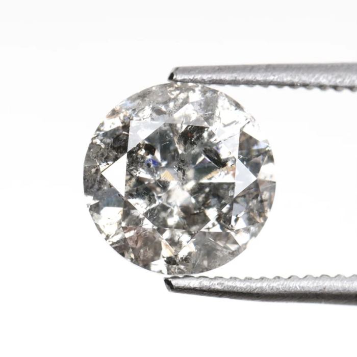 1.02 CT, 6.3 MM | Salt And Pepper Diamond | Round Brilliant Cut Diamond - Minimal Carbon