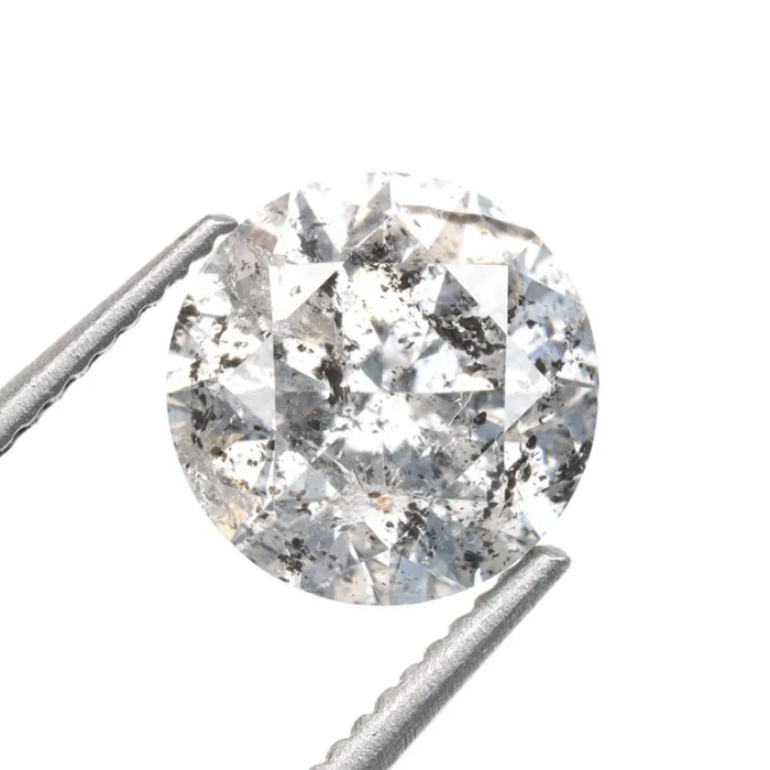 1.03 CT, 6.3 MM | Salt And Pepper Diamond | Round Brilliant Cut Diamond - Minimal Carbon