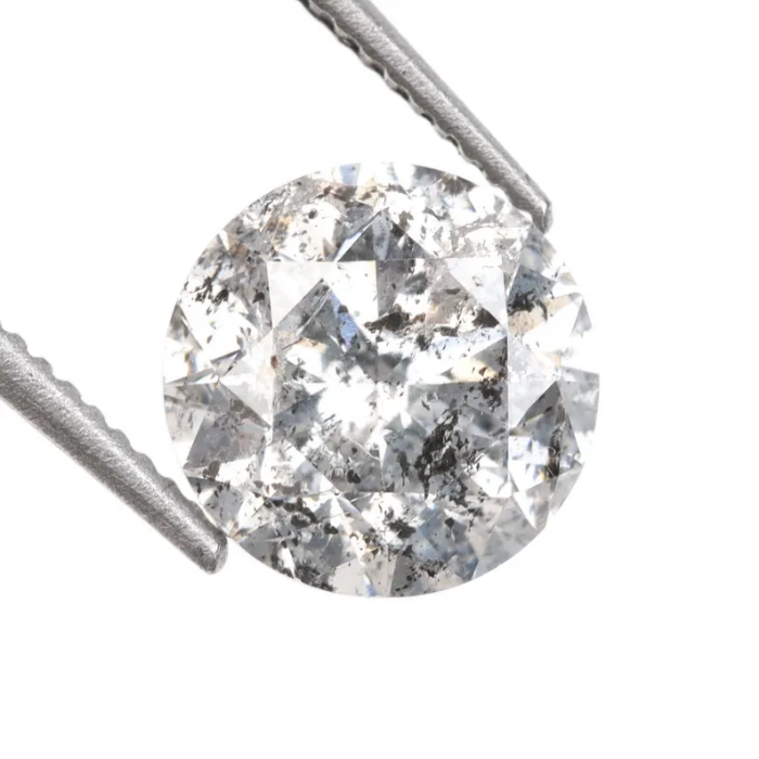 1.03 CT, 6.3 MM | Salt And Pepper Diamond | Round Brilliant Cut Diamond - Minimal Carbon