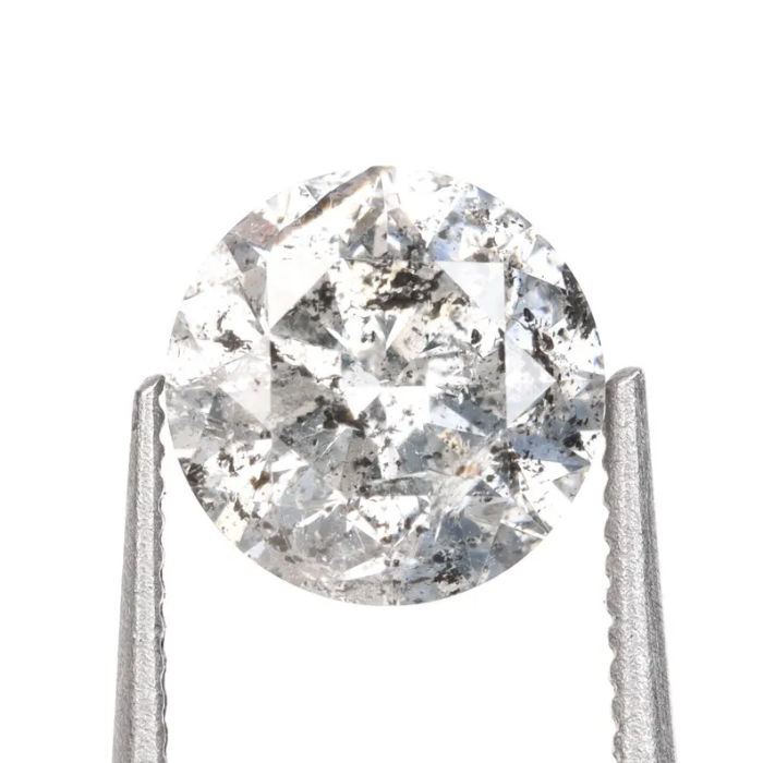 1.03 CT, 6.3 MM | Salt And Pepper Diamond | Round Brilliant Cut Diamond - Minimal Carbon