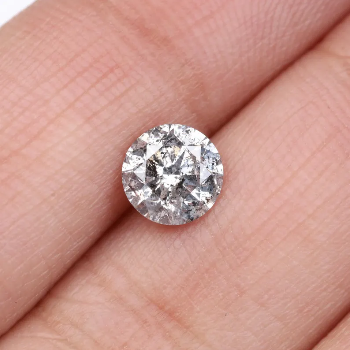 1.03 CT, 6.3 MM | Salt And Pepper Diamond | Round Brilliant Cut Diamond - Minimal Carbon