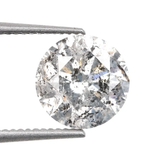 1.03 CT, 6.3 MM | Salt And Pepper Diamond | Round Brilliant Cut Diamond - Minimal Carbon