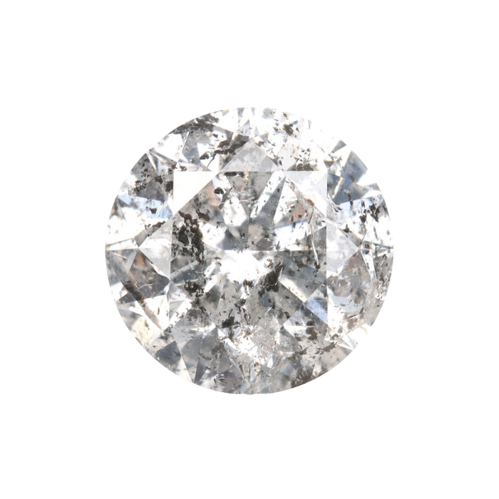 1.03 CT Round Brilliant Cut Salt and Pepper Loose Diamond - Minimal Carbon