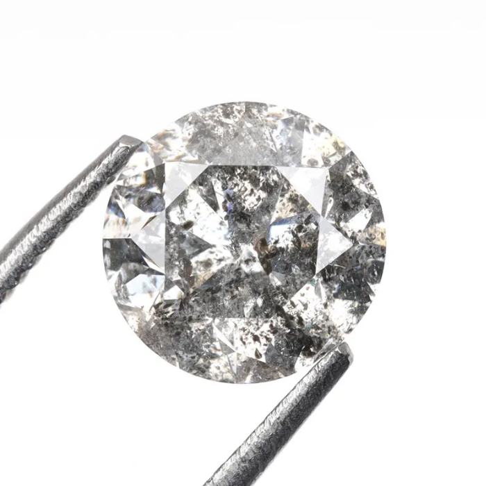 1.05 CT, 6.2 MM Salt And Pepper Diamond Round Brilliant Cut Diamond - Minimal Carbon