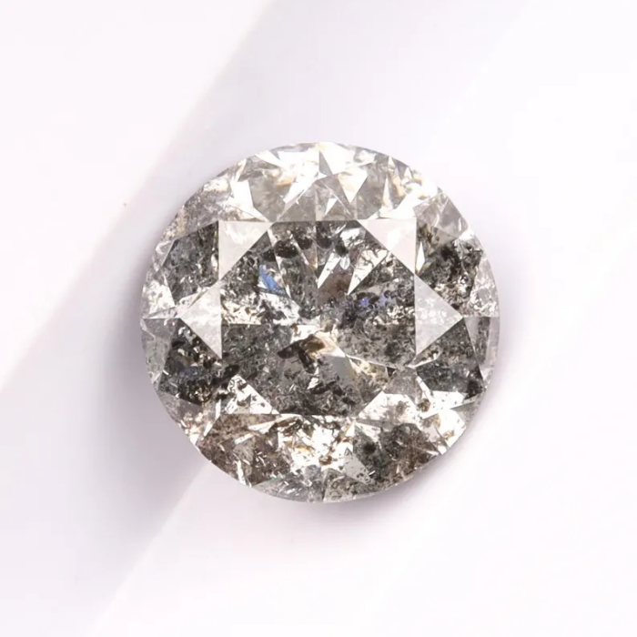 1.05 CT, 6.2 MM Salt And Pepper Diamond Round Brilliant Cut Diamond - Minimal Carbon
