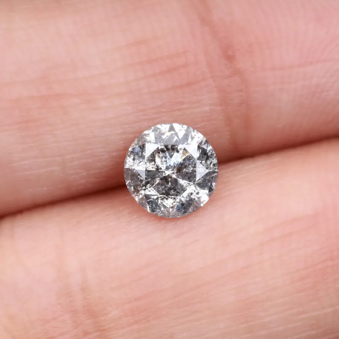 1.05 CT, 6.2 MM Salt And Pepper Diamond Round Brilliant Cut Diamond - Minimal Carbon