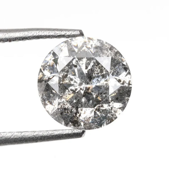 1.05 CT, 6.2 MM Salt And Pepper Diamond Round Brilliant Cut Diamond - Minimal Carbon