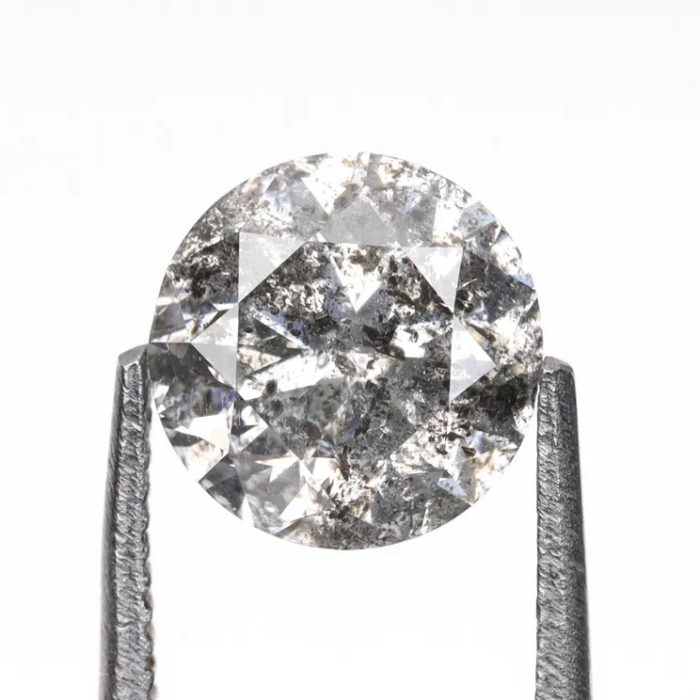 1.05 CT, 6.2 MM Salt And Pepper Diamond Round Brilliant Cut Diamond - Minimal Carbon