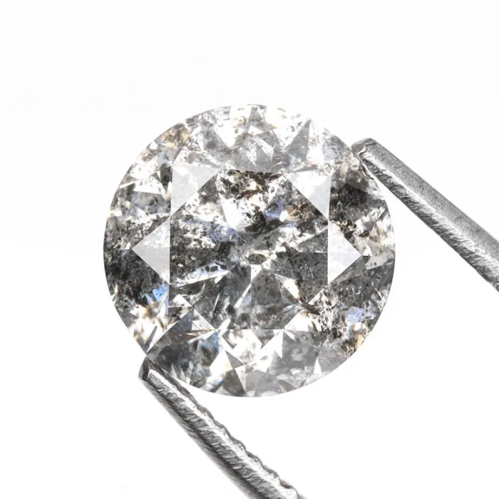 1.05 CT, 6.2 MM Salt And Pepper Diamond Round Brilliant Cut Diamond - Minimal Carbon