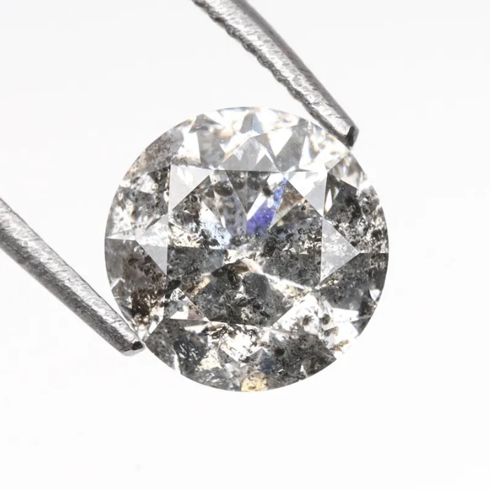 1.05 CT, 6.2 MM Salt And Pepper Diamond Round Brilliant Cut Diamond - Minimal Carbon