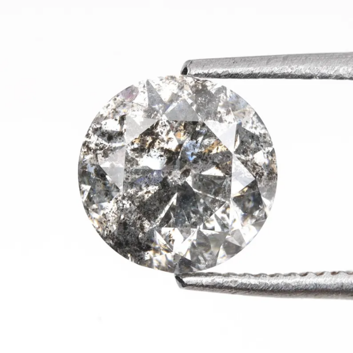 1.05 CT, 6.2 MM Salt And Pepper Diamond Round Brilliant Cut Diamond - Minimal Carbon