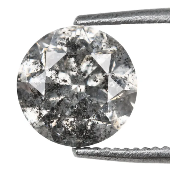 1.05 CT, 6.2 MM | Salt And Pepper Diamond | Round Brilliant Cut Diamond - Minimal Carbon