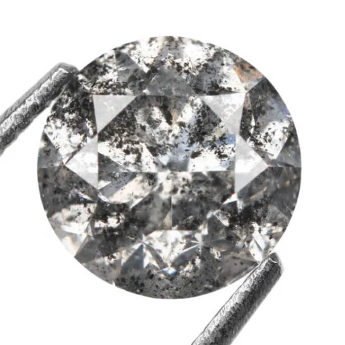 1.05 CT, 6.2 MM | Salt And Pepper Diamond | Round Brilliant Cut Diamond - Minimal Carbon