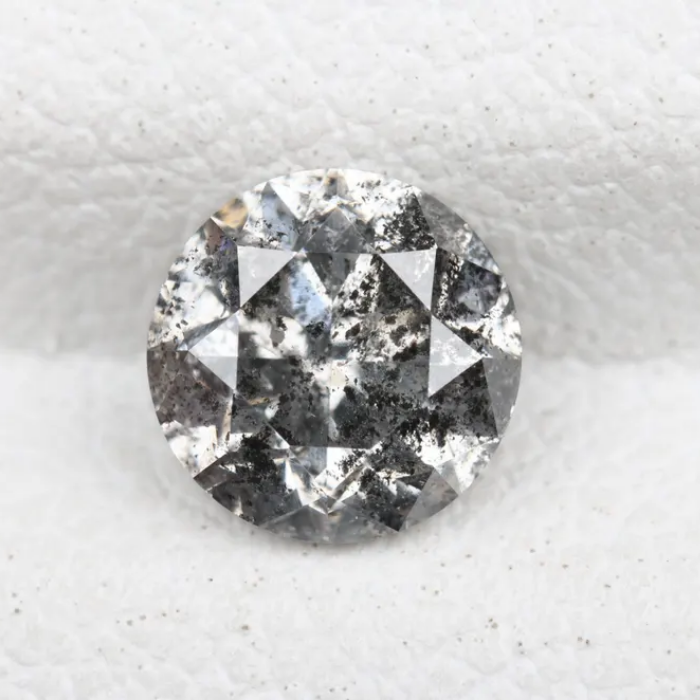 1.05 CT, 6.2 MM | Salt And Pepper Diamond | Round Brilliant Cut Diamond - Minimal Carbon